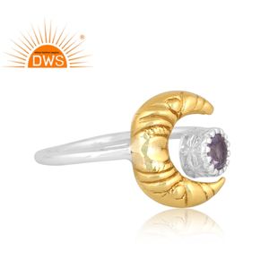 Anillo ajustable de piedras preciosas de iolita Natural de plata esterlina de último diseño, fabricante de joyería personalizada - Product Image 3