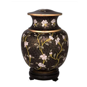 Urna de cremación de aluminio con esmalte de flores rosas, urna de diseño moderno de estilo Vintage, cenizas humanos, diseño único - Product Image 2