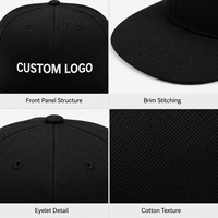 Casquettes Snapback de haute qualité 100% coton avec logo brodé, 6 panneaux, visière plate, style hip-hop, ajustables, pour le quotidien, les activités de plein air et le streetwear
