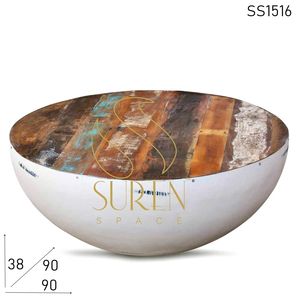 Mesa de centro de madera maciza industrial india con diseño de mesa de centro de muebles de sala de estar de diseñador comercial de metal desgastado - Product Image 5