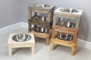Ensemble de vaisselle pour animaux de compagnie portable fait à la main support de bol pour chien surélevé en bois personnalisé pour application eau/nourriture - Product Image 2