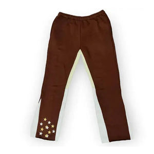 100% algodón Terry Flare pantalones de chándal logotipo personalizado Streetwear Patchwork Joggers pantalones de chándal apilados - Product Image 2