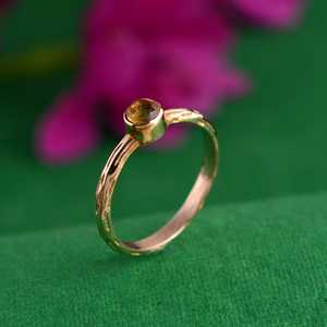Minimalist Brass <b>Citrine</b> <b>Ring</b> 18k Gold Plated Vintage Wholesale <b>Ring</b> For Women - Product Image 5