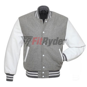 Vestes universitaires en cuir blanc personnalisées pour hommes avec col montant Séchage rapide Nouvel accessoire de saison d'hiver OEM vierge uni - Product Image 1