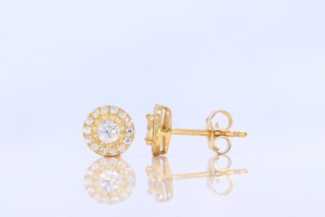 Lujo sostenible 1.00Ct Moissanite Push Back Stud Pendientes en 14K Oro amarillo sólido Venta al por mayor OEM - Product Image 6