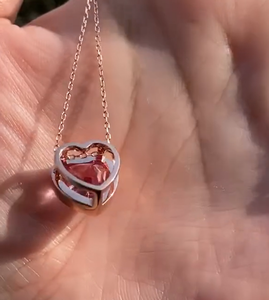 Collier pendentif en cristal rose en forme de cœur de 2,0 carats, serti de pierres, chaîne en or jaune 14 carats, bijoux de mode personnalisés, cadeau d'anniversaire pour elle - Product Image 2