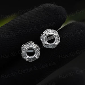 Boucles d'oreilles à clous en forme de fleur à 4 griffes, semi-montées, en argent 925 plaqué or 14 carats, 6 mm, avec résine de cendres, pour bijoux DIY, sac à souvenirs - Product Image 5