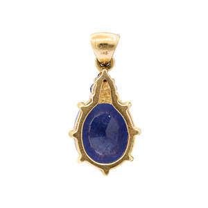 Belle forme ovale vintage pendentif en pierre précieuse saphir bleu à facettes pendentif en or jaune 14 carats fait à la main pour Noël - Product Image 5