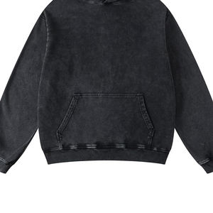 High Quality 420 GSM Acid Wash Winter <b>Hoodies</b> Custom Logo <b>Men</b> Distressed <b>Dark</b> <b>Grey</b> Vintage Washed 100% Cotton Oversized OEM - Product Image 4