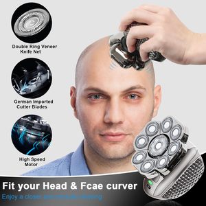 Rasoir électrique rechargeable 6 en 1 pour hommes, étanche IPX7, 9 têtes flottantes, pour le visage et le corps, idéal pour les voyages en camping-car - Product Image 6