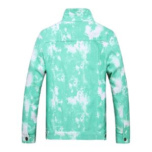 เสื้อแจ็กเก็ตผ้าเดนิมสำหรับผู้ชายสีเขียว100% ใหม่ & เสื้อโค้ทยีนส์บางดีไซน์แบบฉีกซักได้-สไตล์แฟชั่นไปข้างหน้า - Product Image 2