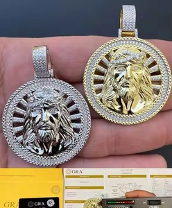 Moissanite de Jésus pour hommes, pendentifs et breloques médaillon en argent sterling 925 massif avec finition rhodiée ou or 14 carats - Product Image 6