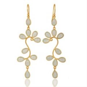 Boucles d'oreilles en forme de poire en argent Sterling 925 avec pierres précieuses Aqua calcédoine, nouvel arrivage - Product Image 1