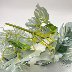 Factory Direct Green Greenery Single Branch 29CM22Cluster Artificial Fissures White Turtle Leaf For Home Desk Outdoor Decoration