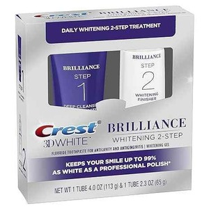 <b>Crest</b> 3 D White Brilliance 2-Step Kit Deep Clean Peach Scented Toothpaste (4oz) <b>Teeth</b> <b>Whitening</b> <b>Gel</b> Anti-Cavity Adults Home 50g - Product Image 4