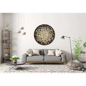 Décoration murale en mosaïque de bois rond Or d'automne, diamètre 24/36/42 pouces, accent mural élégant pour la décoration intérieure - Product Image 4