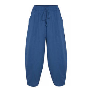 Violet High-Waist <b>Harem</b> Pants Plain Dyed Relaxed Fit <b>Trousers</b> - Product Image 1