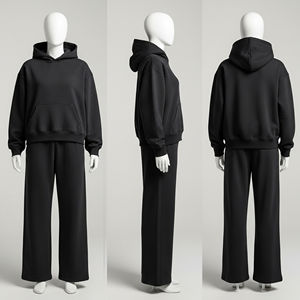 Survêtement de sport en coton et polyester, vente en gros, sur mesure, coupe régulière pour femmes, sweat-shirt et pantalon décontractés, poids lourd, uni - Product Image 1