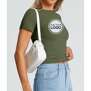 Camiseta deportiva de manga corta para mujer, camiseta elástica transpirable, camiseta ligera con cuello redondo, secado rápido, ajuste Regular para correr - Product Image 5