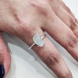 Conjunto de Joyería para Mujer con Piedra Preciosa de Aguamarina Natural, Piedra de Nacimiento de Marzo, Joyería Hecha a Mano, Conjunto de Anillo y Colgante de Plata de Ley 925 - Product Image 3