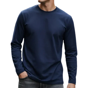 Camiseta Casual de Manga Larga para Hombre, Personalizable, 340g, Mezcla de Poliéster/Algodón, Lisa, Antiarrugas, de Secado Rápido, Diseño en Blanco - Product Image 4