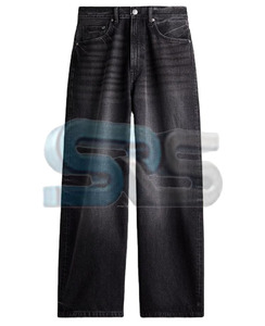 กางเกงผู้ชายขาบานสำหรับ2025กางเกงยีนส์ขาบานออกแบบโลโก้ได้ตามที่ต้องการผ้าอะซิดทรงหลวมแนวสตรีทสไตล์วินเทจ - Product Image 4