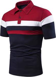 Polo à manches courtes pour hommes Chemises décontractées coupe ajustée Chemises à panneaux en patchwork de couleurs contrastées pour hommes - Product Image 5