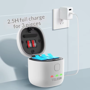 Logo/emballage personnalisés disponibles : Étui de charge de batterie tout-en-un pour <span class=keywords><strong>GoPro</strong></span> Hero 12/11/10/<span class=keywords><strong>9</strong></span>, boîte de rangement à charge rapide pour batterie - Product Image 2