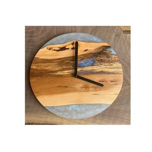 Horloge murale à quartz moderne et minimaliste en bois et résine silencieuse pour chambre à coucher et espaces de vie Décoration intérieure élégante - Product Image 1