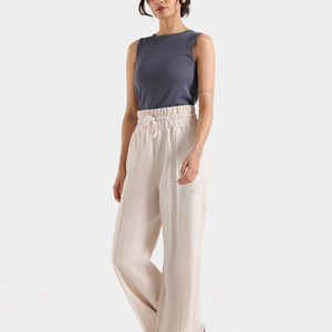 Pantalons évasés décontractés pour femmes de la meilleure qualité, taille mi-haute, devant plat, style cordon de serrage, toile respirante, séchage rapide, été, hiver - Product Image 3