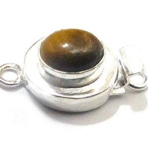 Broche de caja de piedras preciosas de ojo de tigre con forma ovalada 1-2 hebras Starling plateado 23X11X10MM Fabricación de joyas en la parte superior - Product Image 1