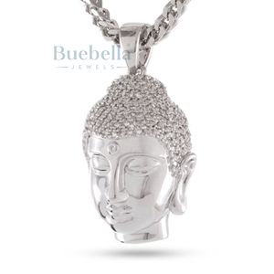 Collier Bouddha éveillé en argent sterling pour hommes chaîne Hip Hop Bling pendentif bijoux de mode de luxe Streetwear - Product Image 4