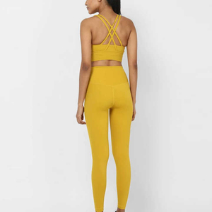 Conjunto de Yoga de Invierno sin Costuras de 2 Piezas para Mujer, Sujetador Deportivo Halter sin Espalda y Leggings de Cintura Alta, 100% Algodón, Secado Rápido, Ecológico - Product Image 2