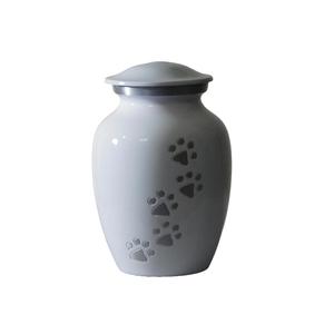 Urnas para mascotas de cremación de aluminio de alta calidad con estampado de pata, urnas funerarias de Metal con acabado de Color dorado y blanco para cenizas humanas - Product Image 5