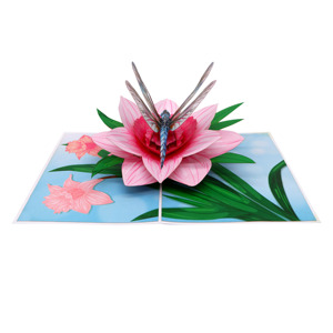 Carte pop-up 3D en papier artisanal de haute qualité, motif marguerite et narcisse rose, design personnalisé, fabrication vietnamienne, tendance supérieure, vente en gros, amour - Product Image 2