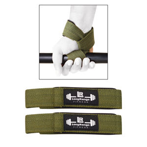 Sangles de musculation en coton longues portées avec support de poignet pour levée de barres et entraînement en salle de sport - Product Image 2