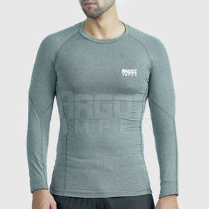 Vente chaude T-shirts de compression pour hommes Tissu tricoté de qualité supérieure à manches longues avec le dernier modèle de lettre de conception à bas prix - Product Image 4
