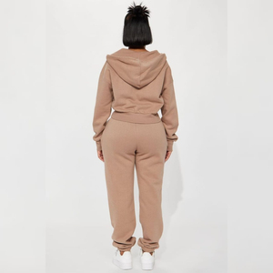 ชุดวอร์มฤดูหนาวสำหรับผู้หญิง ผ้าหนานุ่ม ระบายอากาศได้ดี ผลิตจากโพลีเอสเตอร์/คอตตอน รับสั่งพิมพ์ลายได้ ชุดฮู้ดดี้และกางเกงวอร์มแบบ unisex มีเชือกผูก - Product Image 3