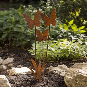 Piquets de jardin en métal, décorations de pelouse d'extérieur pour plantes à fleurs, style durable, résistant à la rouille, résistant aux intempéries, qualité artisanale - Product Image 3