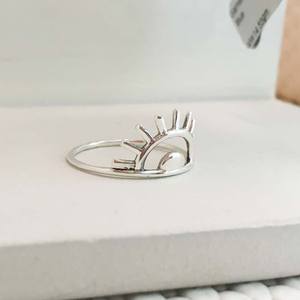 925 Sterling Silver Minimalist Rising Sun Wedding Fine Jewelry <b>Ring</b> Cute <b>Girl</b> Bezel Setting Inlay for Parties - Product Image 6