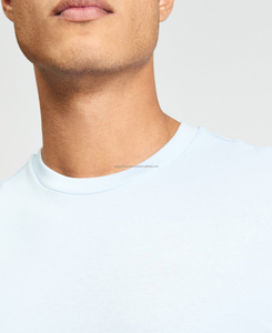 Nouveau style 2026 – T-shirt homme à col ras du cou en tissu tricoté respirant et doux, couleur unie, coupe ajustée avant, manches courtes, polyester/coton - Product Image 4