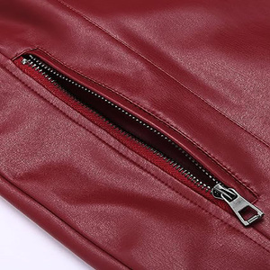 Veste en cuir de motard rouge pour hommes au meilleur prix fabriquée au Pakistan en cuir de vache à la mode - Product Image 2