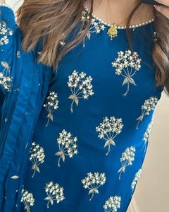 Latest Evergreen Designer Afghan Special Dubai Party Wear <b>Net</b> <b>Fabric</b> Embroidered Fully Stitch Traditional Dress Dupatta Women - Product Image 2