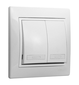 Interruttore doppio / Interruttore bianco serie Europa (Solera ERP12U) - Product Image 1