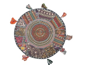 Funda de cojín redonda hecha a mano de algodón puro, fundas bordadas de retazos, patrón Vintage, decoración del hogar, cojines de decoración de sofá - Product Image 2