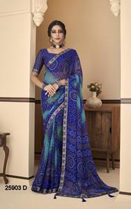 DERNIÈRE CONCEPTEUR BELLE RICHE PALLU JACQUARD TRAVAIL ET BANDHANI DESIGN SUR TOUT LE SAREE. - Product Image 4