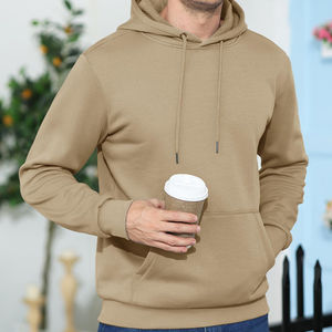 Sweat-shirts à capuche classiques pour hommes, brodés, chauds pour l'hiver, en polaire doux, 100% coton, anti-boulochage, 400g, design moderne élégant, en gros - Product Image 3