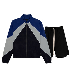 Logo personnalisé vêtements d'entraînement ensemble de deux pièces à la mode short de survêtement de style de rue pantalon de survêtement en nylon coupe-vent ensemble de deux pièces pleine longueur - Product Image 4