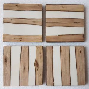 High Quality Home <b>Bar</b> Decoration Coaster for Cup Leaf Coaster Monstera Shaped Square Wooden Resin Pads Accessories Europe Style - Product Image 5