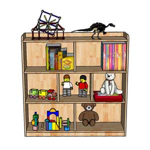 <b>Rubber</b> Wood Bookshelf 120x30x120cm for Kids' Room Living Room Use Toys Organizer Standing Type KTMN001 - Product Image 3